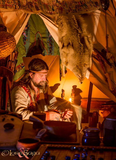 Viking Working by lamplight. Image copyrighted  Gary Waidson. All rights reserved. 
