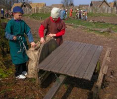 Collecting firewood outside the Viking village