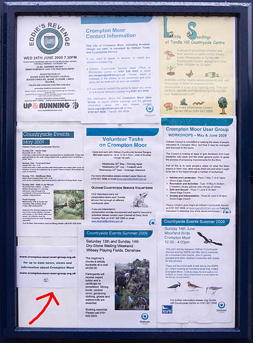 After an attempt to crowd out the notices, someone made some smaller ones to fit. After an attempt to crowd out the notices, someone made some smaller ones to fit.