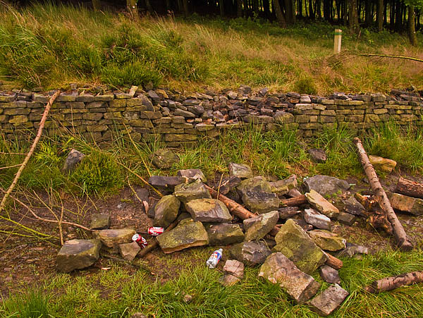 Destruction of Nineteenth Century wall for ramp building materials Destruction of Nineteenth Century wall for ramp building materials