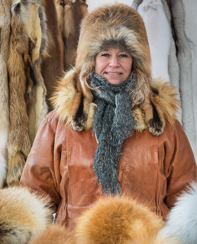 Jokkmokk Market - Foxy Hat Lady - Ice Raven - Sub Zero Adventure - Copyright Gary Waidson, All rights reserved.