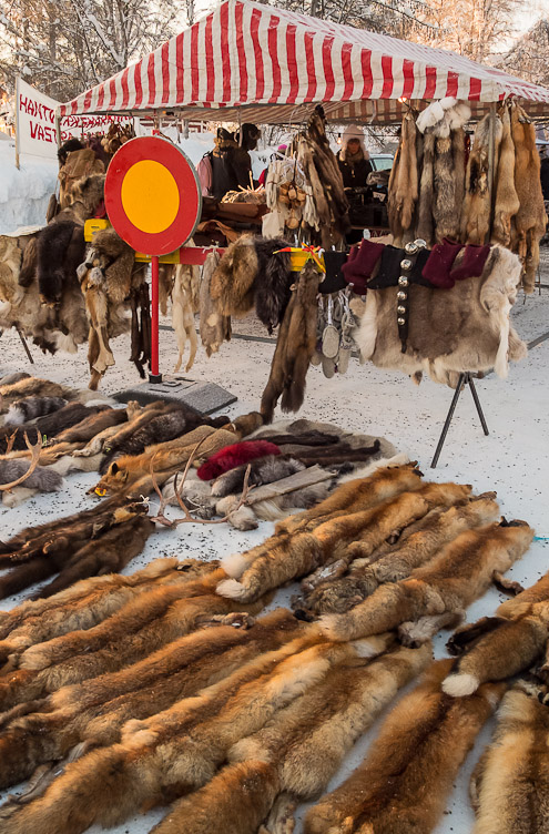 Jokkmokk Market - Furriers Stall - Ice Raven - Sub Zero Adventure - Copyright Gary Waidson, All rights reserved.