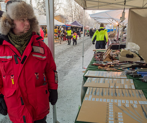 Jokkmokk Market - Knife Makers Stall - Ice Raven - Sub Zero Adventure - Copyright Gary Waidson, All rights reserved.