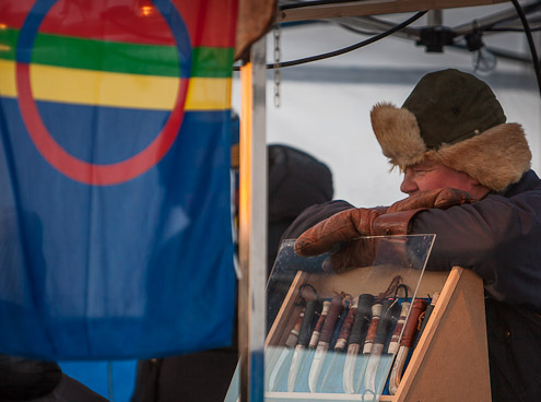 Jokkmokk Market - Saami Knife Stall - Ice Raven - Sub Zero Adventure - Copyright Gary Waidson, All rights reserved.