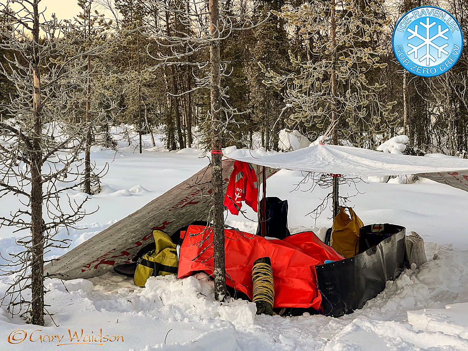 The temporary Bivi - Ice Raven - Sub Zero Adventure - Copyright Gary Waidson, All rights reserved. The temporary Bivi - Ice Raven - Sub Zero Adventure - Copyright Gary Waidson, All rights reserved.