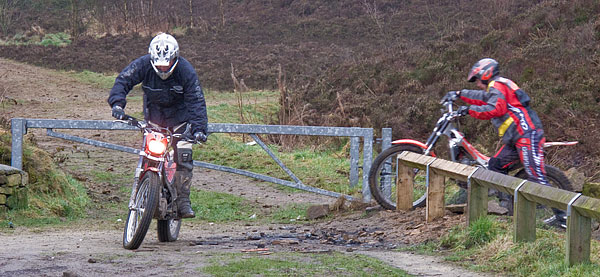 Trail Bikers entering and exiting the site from Brushes Clough car park