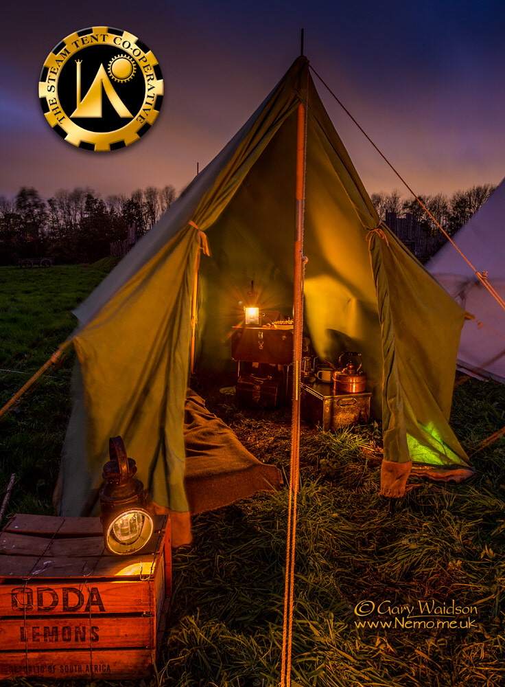 A small and simple one man patrol tent set up. The Steam Tent Co-operative.  Gary Waidson - www.Nemo.me.uk