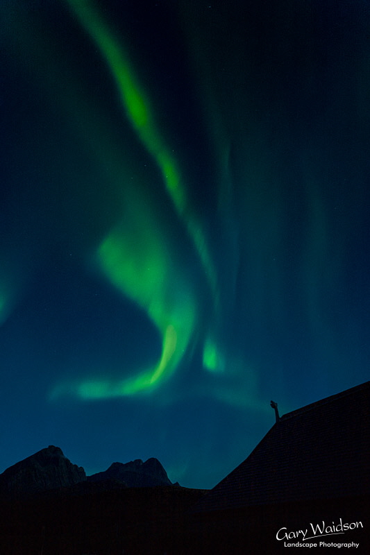 Aurora borealis over Viking Longhouse at Borg. Lofoten. Fine Art Landscape Photography by Gary Waidson