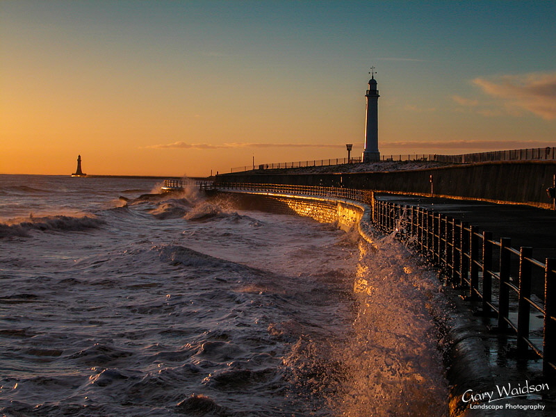Roker Light over Parson's Rock. Seaburn. Landscape photography by Gary Waidson.