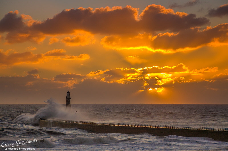 Sunburst, Roker-Light 22nd January. Landscape photography by Gary Waidson.