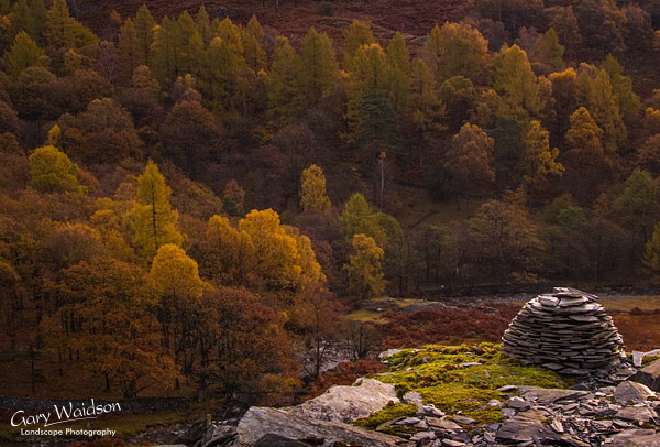 Stone cairn in Tilberthwaite Gill